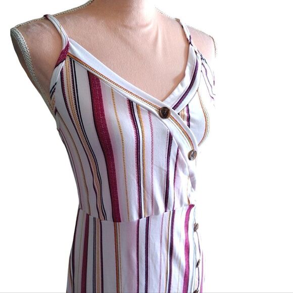 TMG Colorful Striped on White Sleeveless Midi Dress Large NWOT - Picture 4 of 13